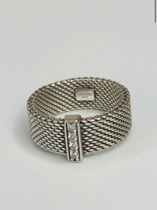 Tiffany & Co. Jewelry - Tiffany & Co. Silver Mesh Ring with Diamond Bar